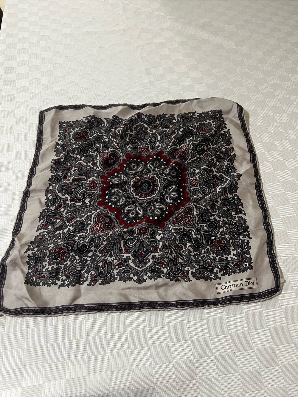 Christian Dior Paisley Silk Scarf in Black & Red